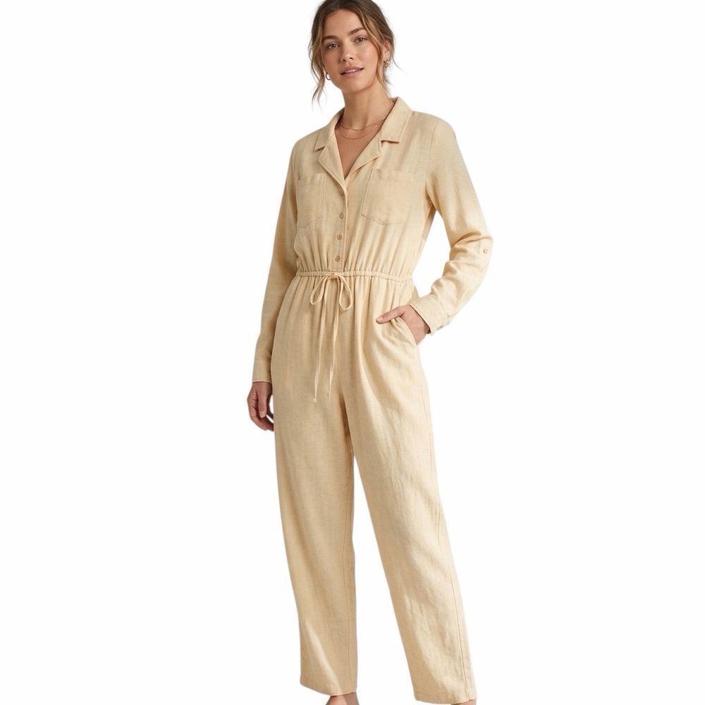 Sincerely Jules 100% Rayon Oatmeal Jumpsuit M